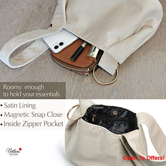 Velvet Top Handle Bag Wristlet Clutch with Magnetic Snap - Picture 4 of 6